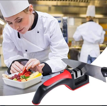 3-in-1 Knife Sharpener With Fruit And Meat Knife Peeler.3-stage Diamond Coated Knife Sharpener,kitchen Helper Three-piece Knife Sharpener Set With A Knife Ceramic Peeler