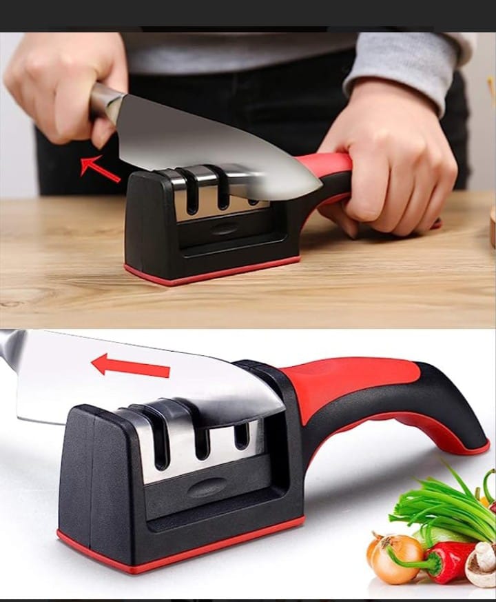 3-in-1 Knife Sharpener With Fruit And Meat Knife Peeler.3-stage Diamond Coated Knife Sharpener,kitchen Helper Three-piece Knife Sharpener Set With A Knife Ceramic Peeler