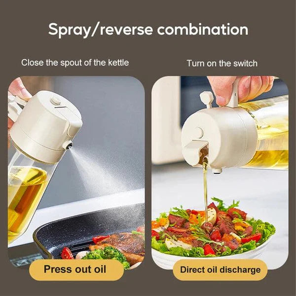 New Oil Spray Dispenser Bottle for Kitchen, Original 2 in 1 Olive Oil Sprayer and Oil Dispenser, Glass Oil Spray Bottle 500ML/ 17OZ for Cooking, Kitchen, Frying, BBQ, Air Fryer, Salad, Baking, Food-grade Oil Mister